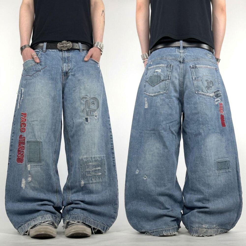 Vintage y2k rare embroidered paco faded archive skater baggy jeans